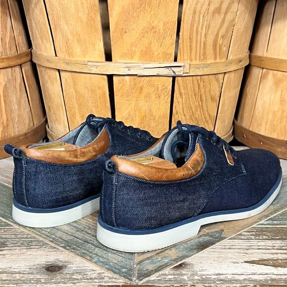 Bull Boxer Justyfi Denim Navy Canvas Tan Leather Casual Oxfords Mens Size 13 main image 8